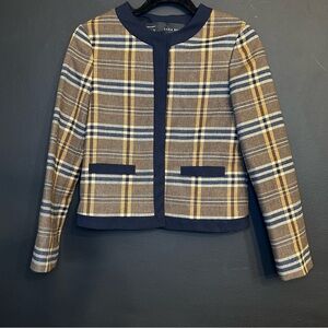 Zara Women's Plaid Blazer - Brown and Yellow